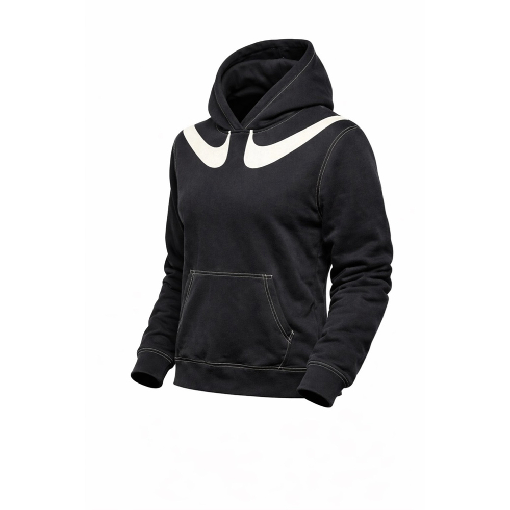 Nike Sportswear Womens Double Swoosh Pullover Fleece Hoodie Size S DM3313-010 - Picture 1 of 7